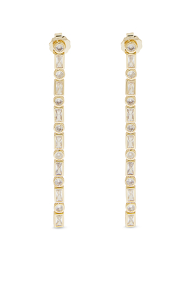 Long Drop Earrings, Gold-Plated Brass